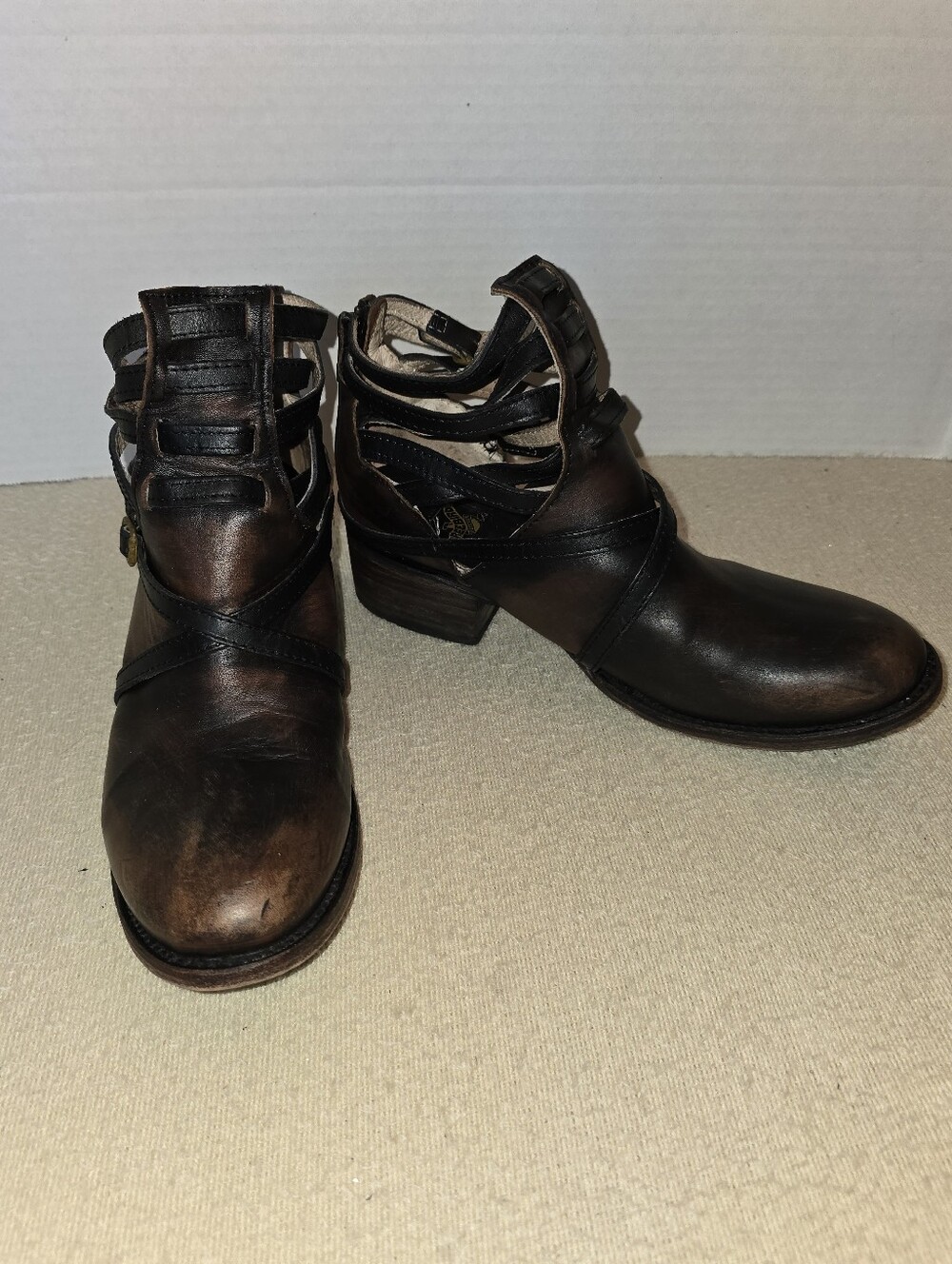 Freebird Stair Brown Leather Ankle Boots size 9